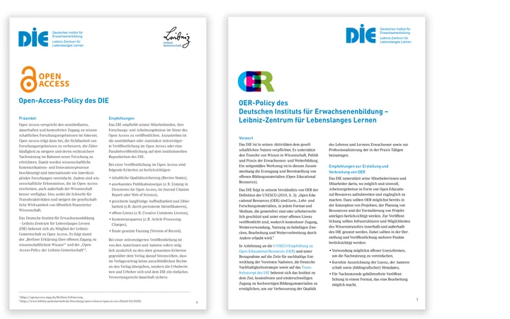 DIE-Leitfäden Open Access und OER