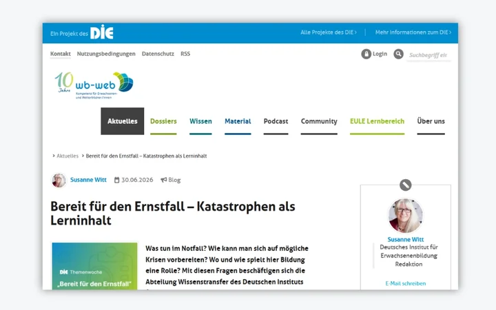 Screenshot wb-web Homepage