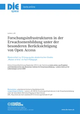 Forschungsinfrastrukturen in der Erwachsenenbildung unter der besonderen Berücksichtigung von Open Access 
