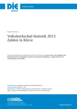 Volkshochschul-Statistik 2013 – Zahlen in Kürze