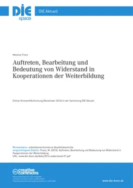 Auftreten, Bearbeitung und Bedeutung von Widerstand in Kooperationen der Weiterbildung 