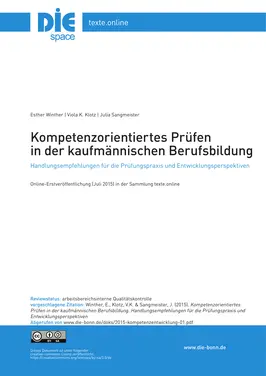 Kompetenzorientiertes Prüfen in der kaufmännischen Berufsbildung