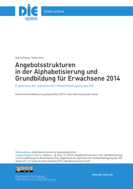 Angebotsstrukturen in der Alphabetisierung und Grundbildung für Erwachsene 2014