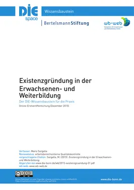 Existenzgründung in der Erwachsenen- und Weiterbildung