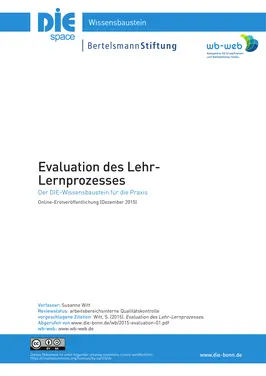 Evaluation des Lehr- Lernprozesses