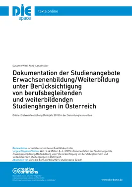 Dokumentation der Studienangebote  Erwachsenenbildung/Weiterbildung unter Berücksichtigung von berufsbegleitenden und weiterbildenden Studiengängen in Österreich