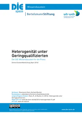 Heterogenität unter Geringqualifizierten. Wie nutze ich die Unterschiedlichkeit für die Kursgestaltung?
