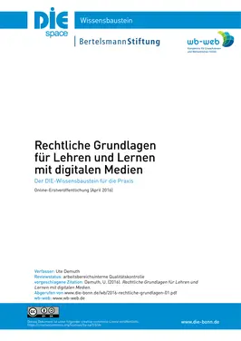 Rechtliche Grundlagen für Lehren und Lernen mit digitalen Medien