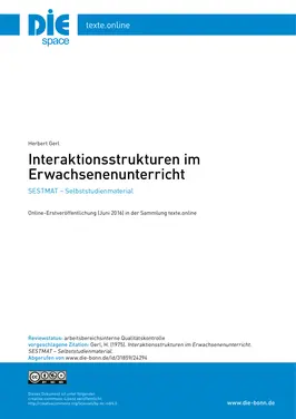 Interaktionsstrukturen im Erwachsenenunterricht