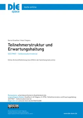 Teilnehmerstruktur und Erwartungshaltung