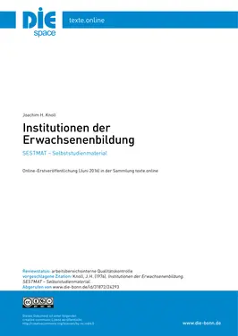 Institutionen der Erwachsenenbildung