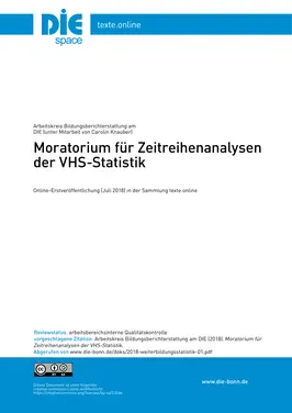 Moratorium für Zeitreihenanalysen der VHS-Statistik