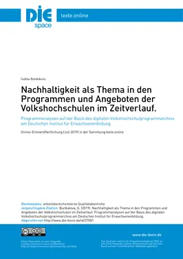 Nachhaltigkeit als Thema in den Programmen und Angeboten der Volkshochschulen im Zeitverlauf