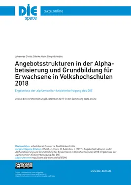 Angebotsstrukturen in der Alphabetisierung und Grundbildung für Erwachsene in Volkshochschulen 2018