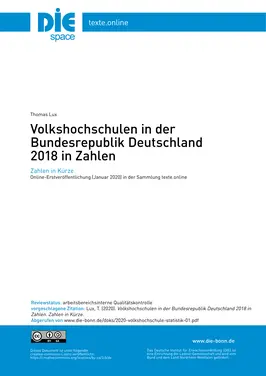 Volkshochschulen in der Bundesrepublik Deutschland 2018 in Zahlen
