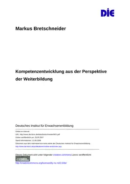 Kompetenzentwicklung aus der Perspektive der Weiterbildung