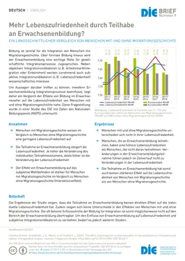 Mehr Lebenszufriedenheit durch Teilhabe an Erwachsenenbildung? / More life satisfaction through participation in adult education?