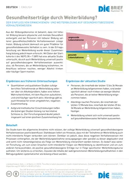 Gesundheitserträge durch Weiterbildung? / Health benefits through further education?