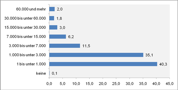Table 2: Size of providers listed by lesson volume in 2008 (percentage distribution in lesson volume) (Source: Project Anbieterforschung (Provider Research))